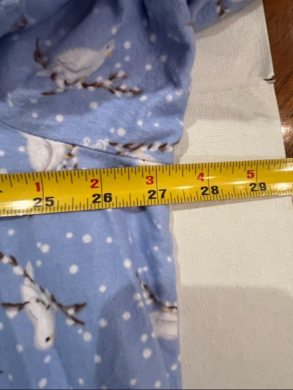 Lanz of Salzburg Light Blue snowy Dove Print flannel Nightgown with Lace Trim. - Picture 8 of 9